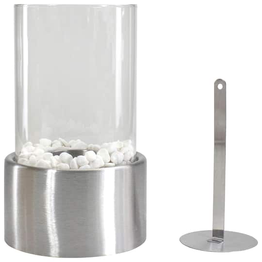 10.5" Bio Ethanol Round Portable Tabletop Fireplace with Silver Base